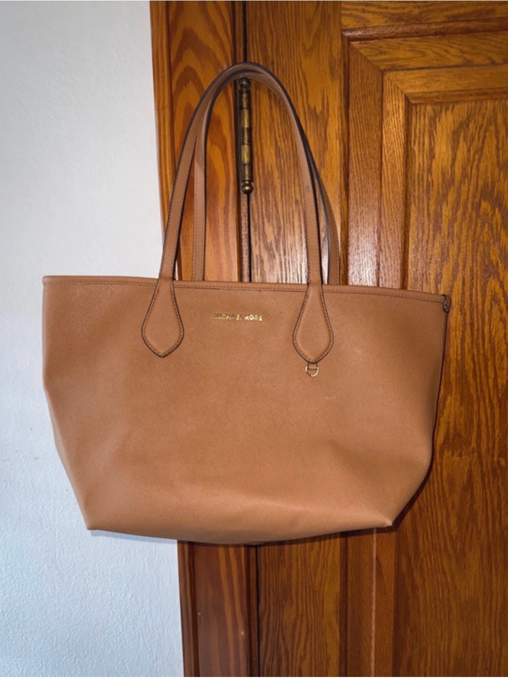 Michael Kors Cognac Leather Tote with Gold Logo
